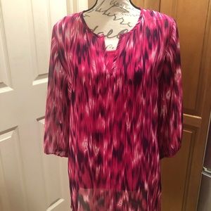 NWT DKNY SHEER BLOUSE WITH UNDERLINED TANK TOP